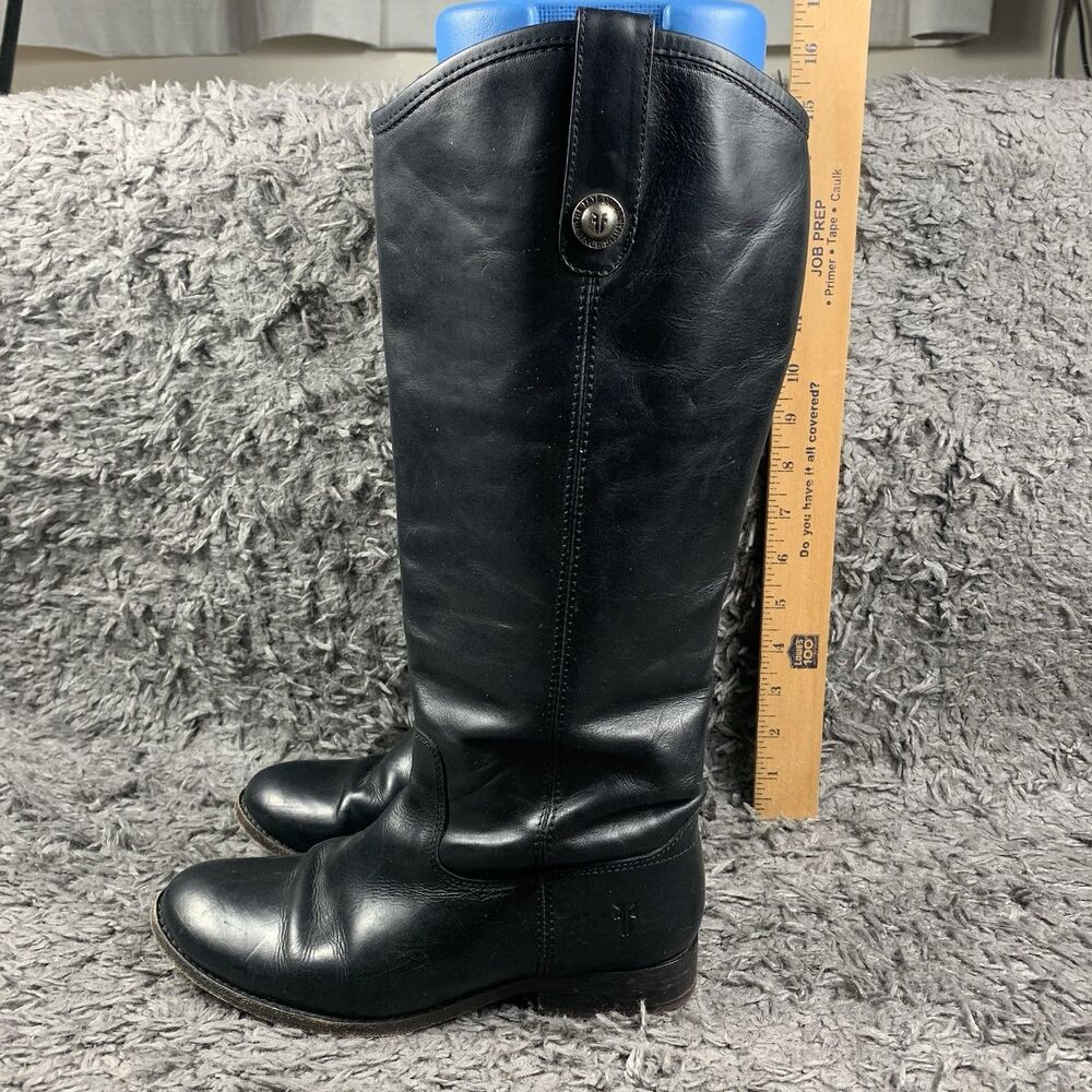 Frye Womens #77167 Melissa Button Black Leather Knee-High Riding Boots Sz 6 B